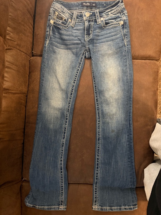 Miss Me Denim - Miss Me Women's Blue Flare Jeans with Faded Detailing